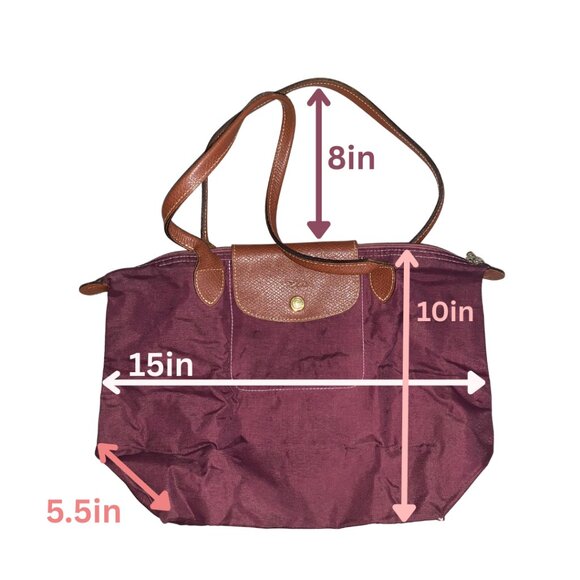 Pre-Owned Longchamp Le Pliage Medium Tote in Bordeaux Long Straps - Picture 2 of 12